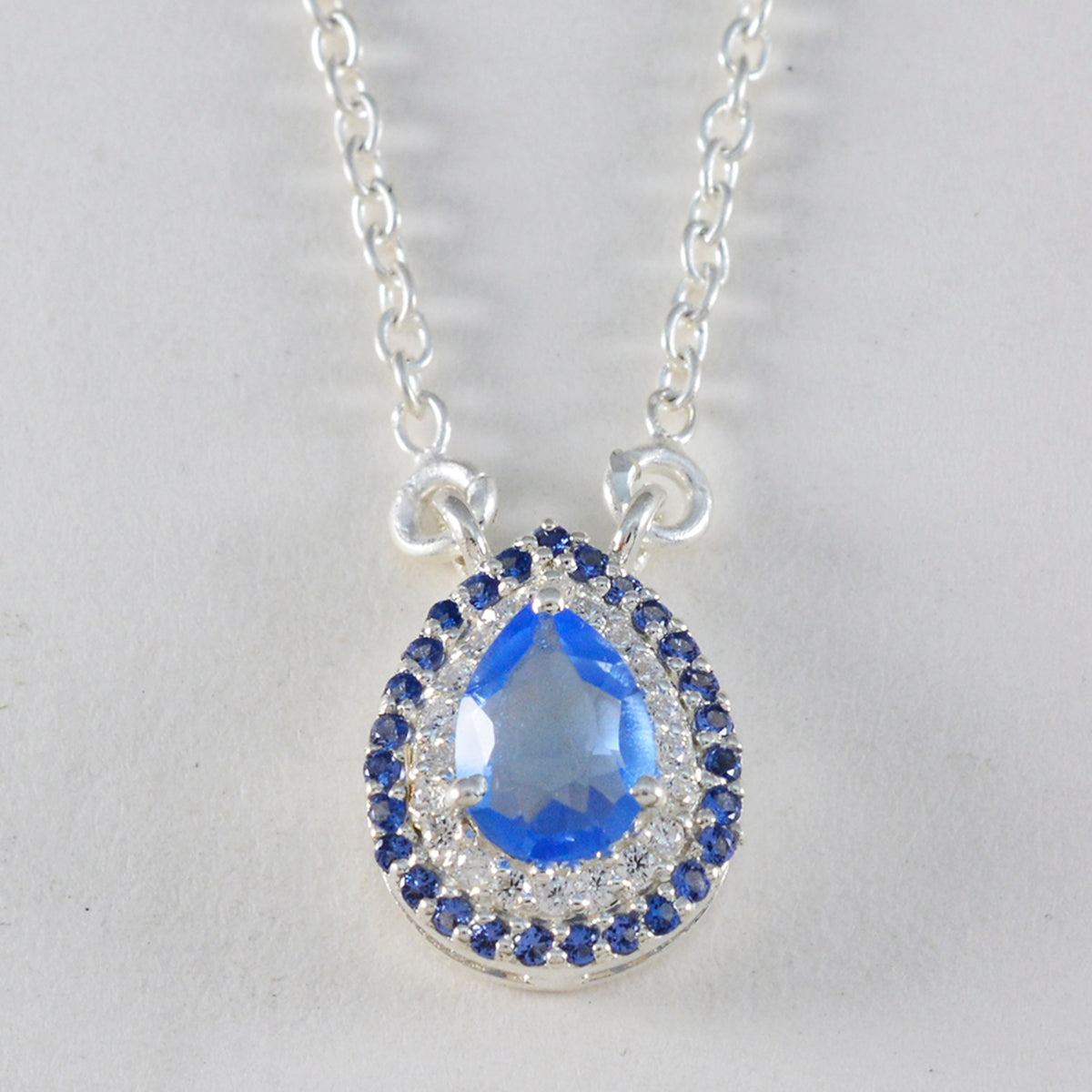 Nisa Blue Gemstone Pendant for Everyday Elegance Blue Sapphire CZ Blue Blue
