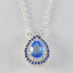 Nisa Blue Gemstone Pendant for Everyday Elegance Blue Sapphire CZ Blue Blue