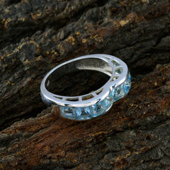 Zoe Blue Gemstone Ring for Women - Elegant Silver Band