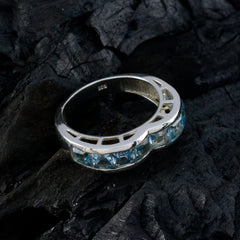 Zoe Blue Gemstone Ring for Women - Elegant Silver Band