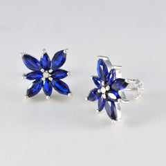 Micaela Blue Gemstone Stud Earrings for Daily Elegance