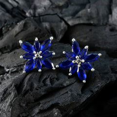 Micaela Blue Gemstone Stud Earrings for Daily Elegance