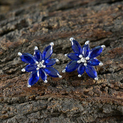 Micaela Blue Gemstone Stud Earrings for Daily Elegance