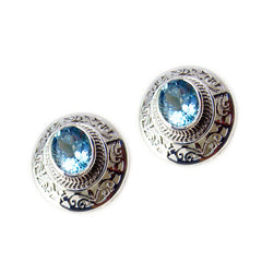Rosa Blue Gemstone Stud Earrings for Everyday Glam