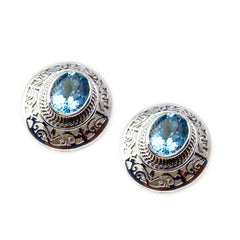 Rosa Blue Gemstone Stud Earrings for Everyday Glam