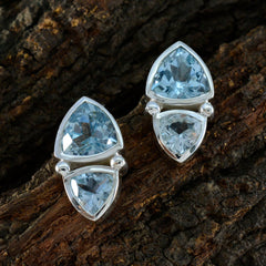 Pilar Blue Gemstone Stud Earrings for Everyday Glam
