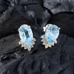 Ying Blue Gemstone Stud Earrings for Everyday Glam
