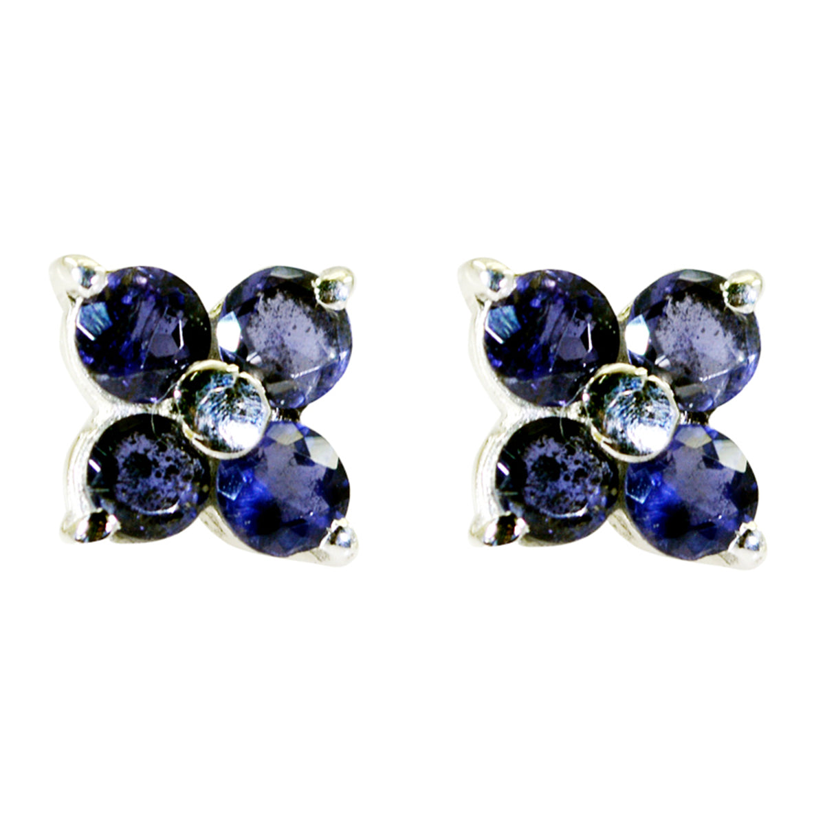 Joaquina Blue Gemstone Stud Earrings for Everyday Glam Iolite Blue Stud
