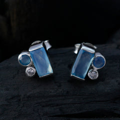 Patricia Blue Gemstone Stud Earrings for Everyday Glam