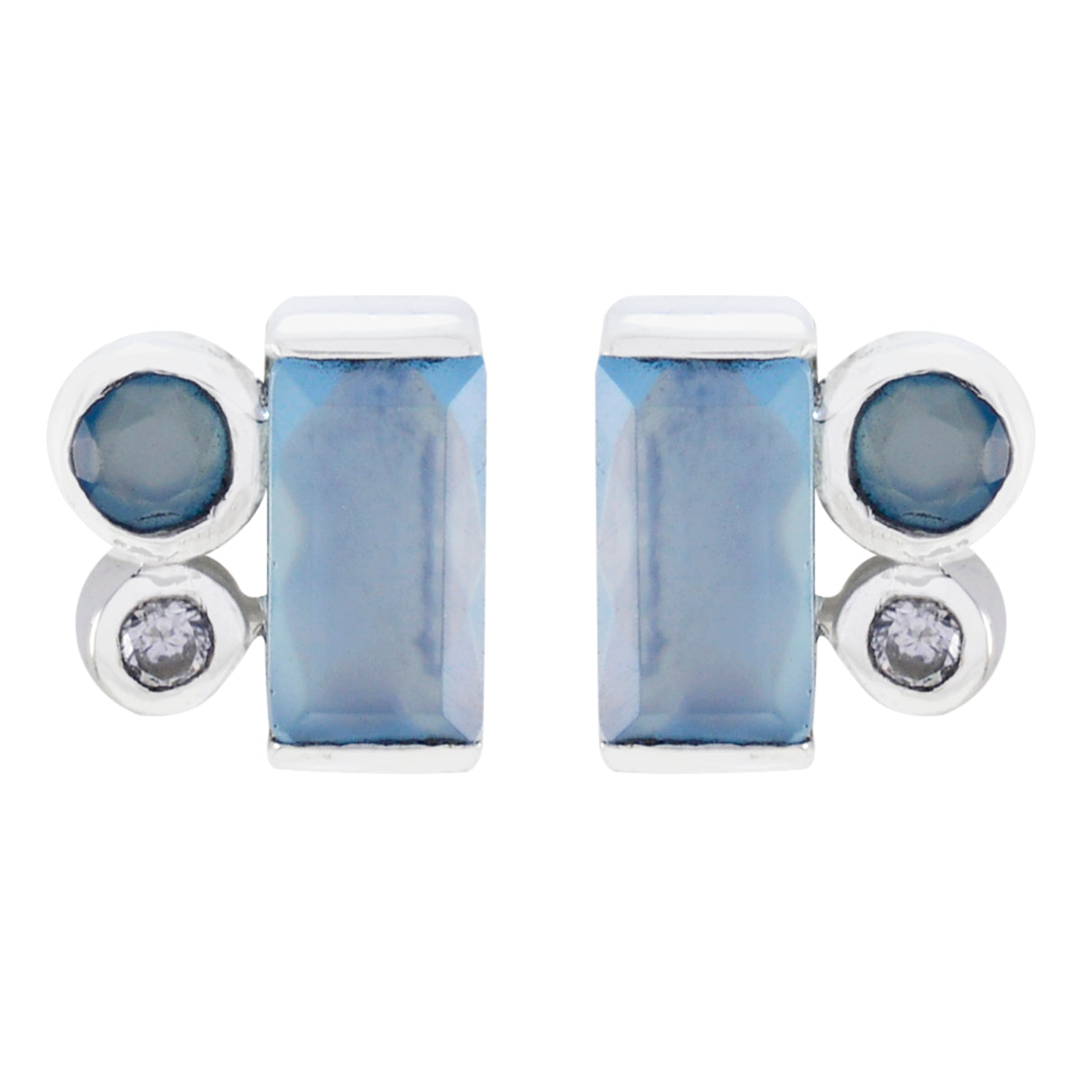 Patricia Blue Gemstone Stud Earrings for Everyday Glam Chalcedony Blue Stud