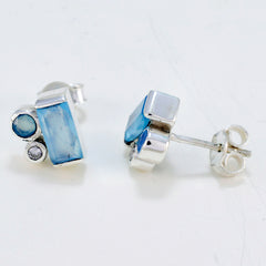 Patricia Blue Gemstone Stud Earrings for Everyday Glam
