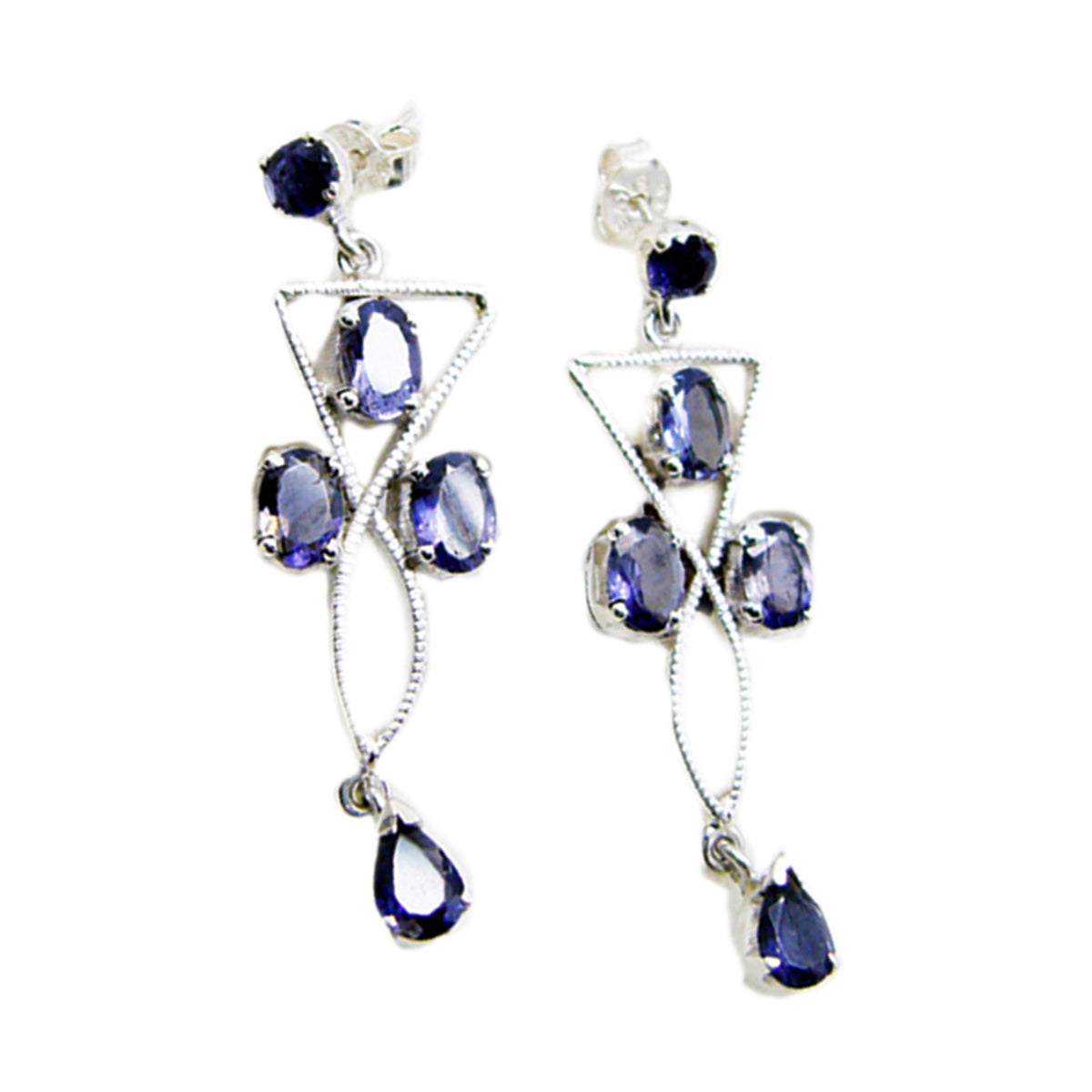 Giulia Blue Gemstone Stud Earrings for Chic Style Iolite Blue Stud