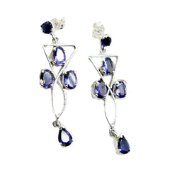 Giulia Blue Gemstone Stud Earrings for Chic Style Iolite Blue Stud