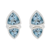 Pilar Blue Gemstone Stud Earrings for Everyday Glam Blue Topaz Blue Stud