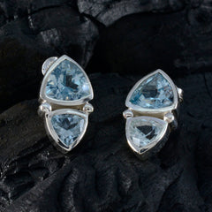 Pilar Blue Gemstone Stud Earrings for Everyday Glam