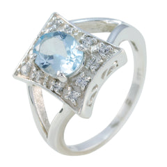 Bella Blue Halo Gemstone Ring with Silver Setting