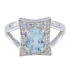 Bella Blue Halo Gemstone Ring with Silver Setting