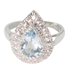Mariana Blue Halo Gemstone Ring with Sparkling Accents