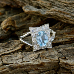 Bella Blue Halo Gemstone Ring with Silver Setting