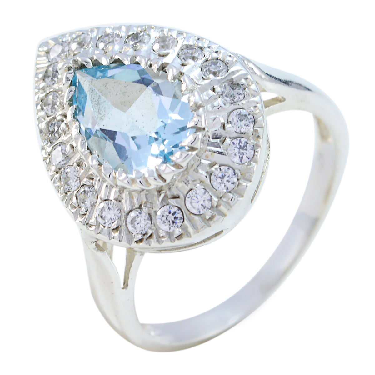 Mariana Blue Halo Gemstone Ring with Sparkling Accents Blue Topaz Blue