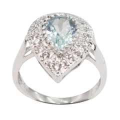 Mariana Blue Halo Gemstone Ring with Sparkling Accents