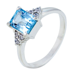 Abigail Blue Halo Ring Modern Design Silver Gemstone