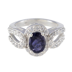 Zazlle Blue Halo Ring with Elegant Gemstone Design Iolite Blue