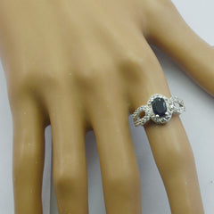 Zazlle Blue Halo Ring with Elegant Gemstone Design