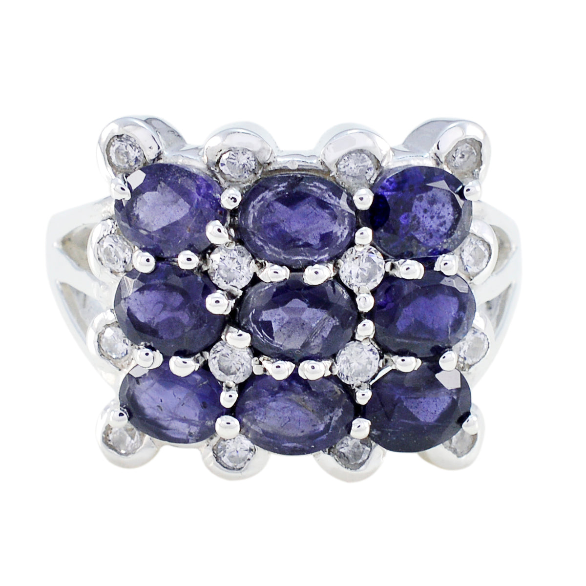 Aisha Sophisticated Blue Navratna Ring Iolite Blue