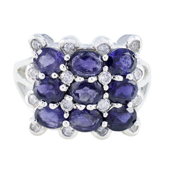 Aisha Sophisticated Blue Navratna Ring Iolite Blue
