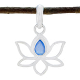 Ha-eun Blue Pendant Jewelry Lotus Design Silver Blue Chalcedony Blue Blue