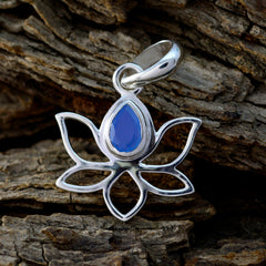 Ha-eun Blue Pendant Jewelry Lotus Design Silver