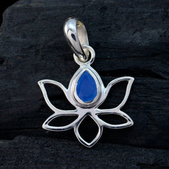 Ha-eun Blue Pendant Jewelry Lotus Design Silver