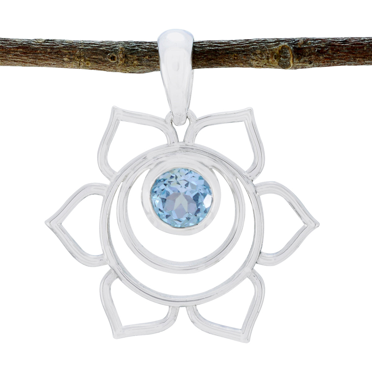 Hanna Blue Pendant Necklace with Gemstone Charm Blue Topaz Blue Blue