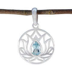 Bella Blue Pendant Necklace with Lotus Design Blue Topaz Blue Blue