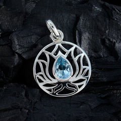 Bella Blue Pendant Necklace with Lotus Design