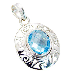Ella Blue Retro Pendant with Intricate Silver Design