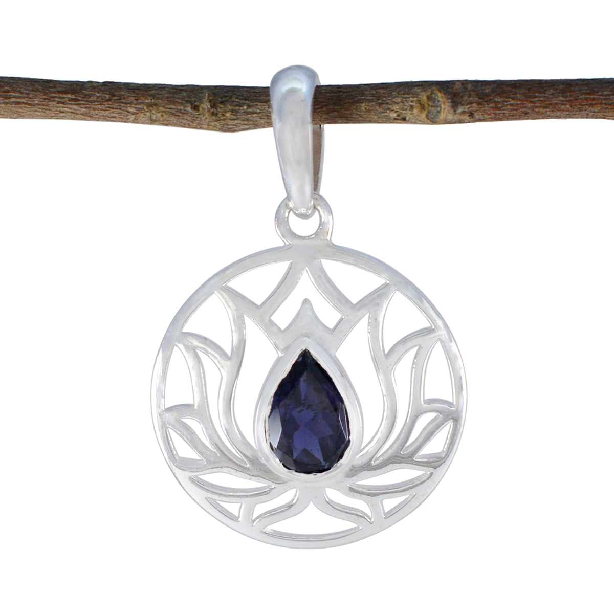 Charlotte Blue Rope Wire Pendant with Gemstone Accent Iolite Blue Blue