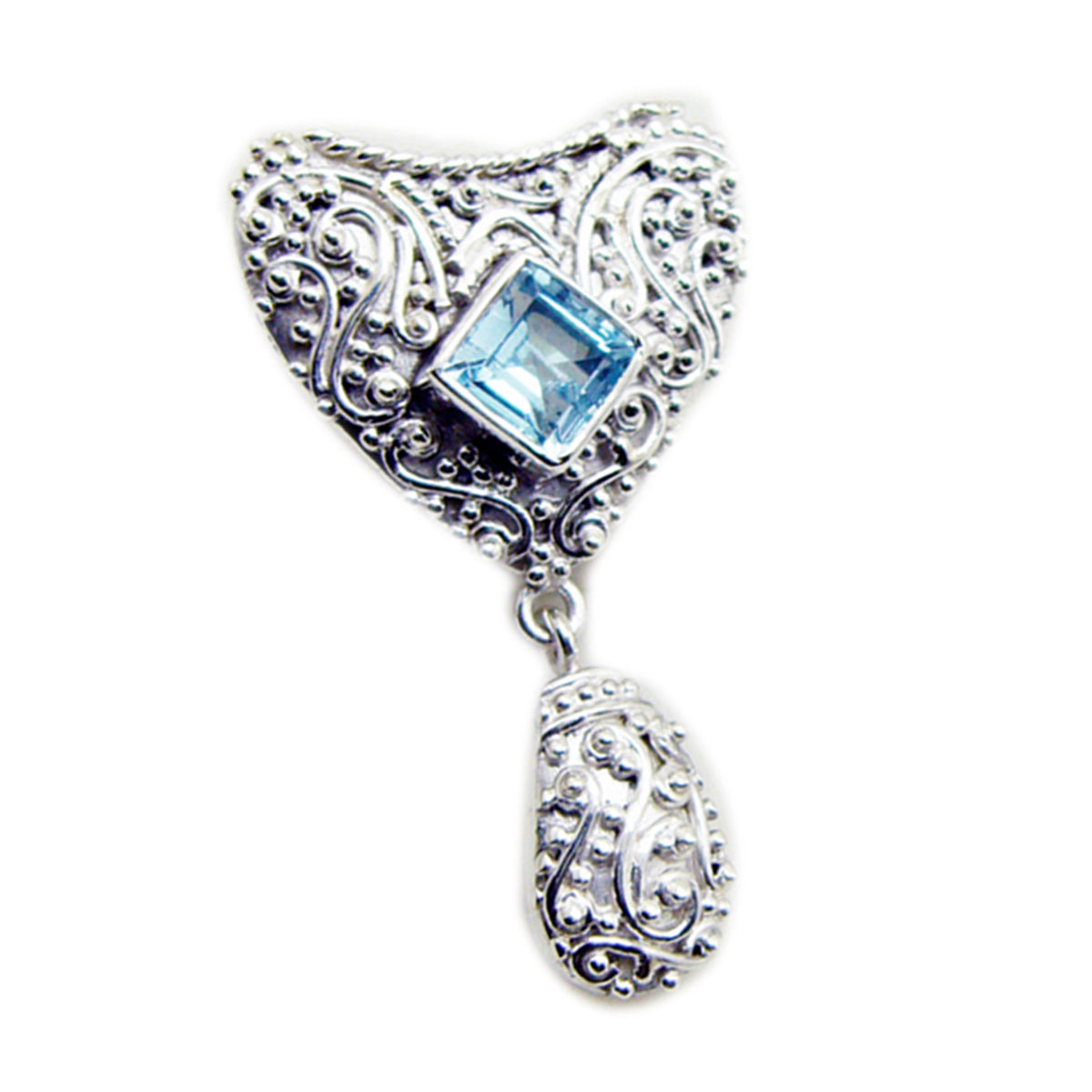 Nora Blue Rope-Wire Statement Pendant - Elegant Design Blue Topaz Blue Blue