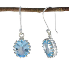 Laura Blue Solitaire Dangle Earrings for Any Occasion Blue Topaz Blue Dangle