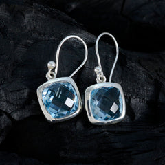 Chloe Blue Solitaire Dangle Earrings for Glam Looks