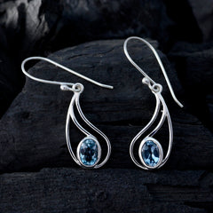 Julia Blue Solitaire Dangle Earrings for Everyday Glam