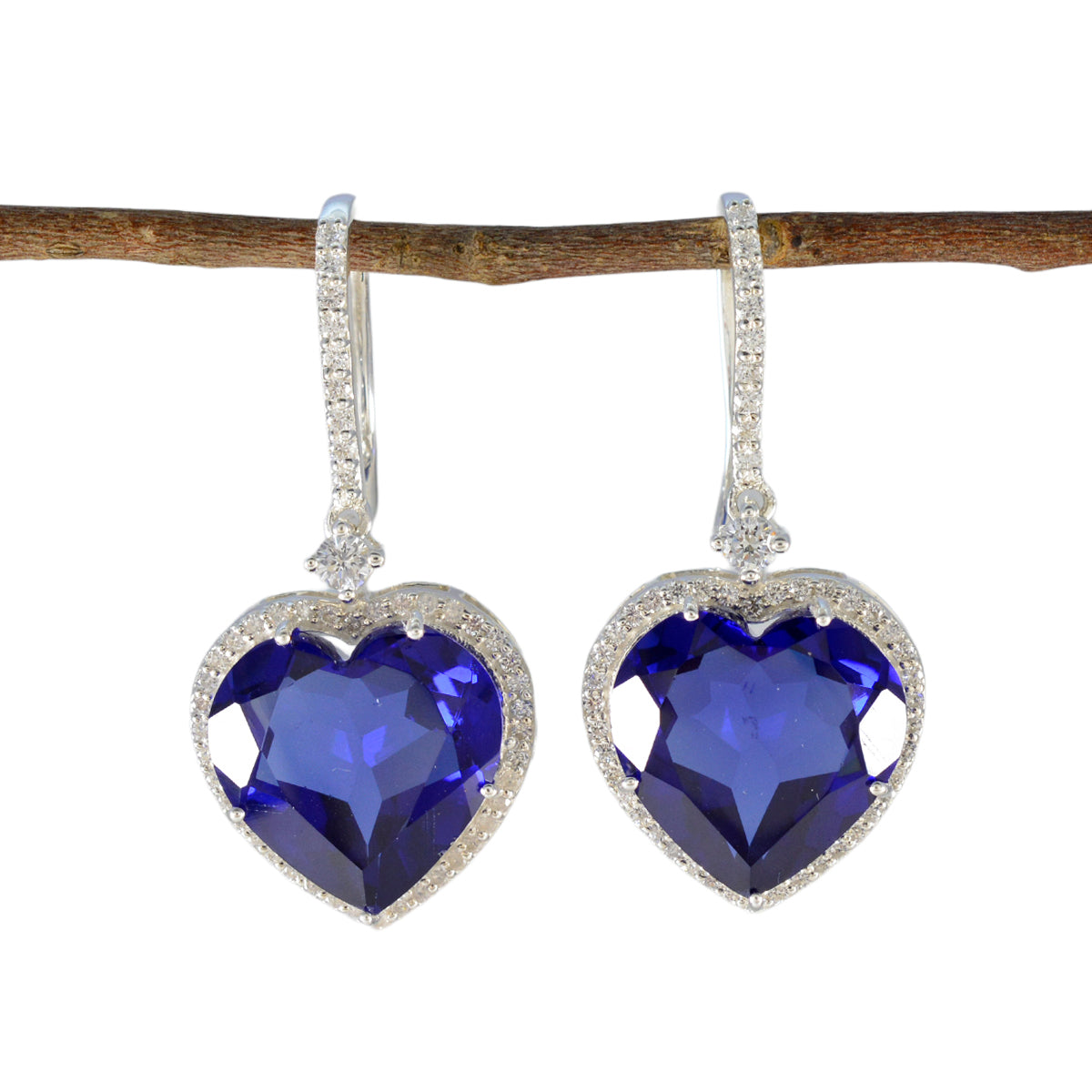 Lourdes Blue Solitaire Dangle Earrings for Glam Looks Blue Sapphire CZ Blue Dangle