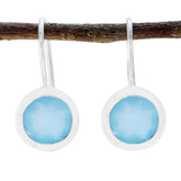 Aria Blue Solitaire Dangle Earrings for Chic Style Chalcedony Blue Dangle