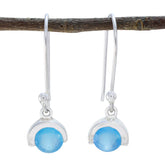 Aisha Blue Solitaire Dangle Earrings for Glam Fashion Blue Chalcedony Blue Dangle