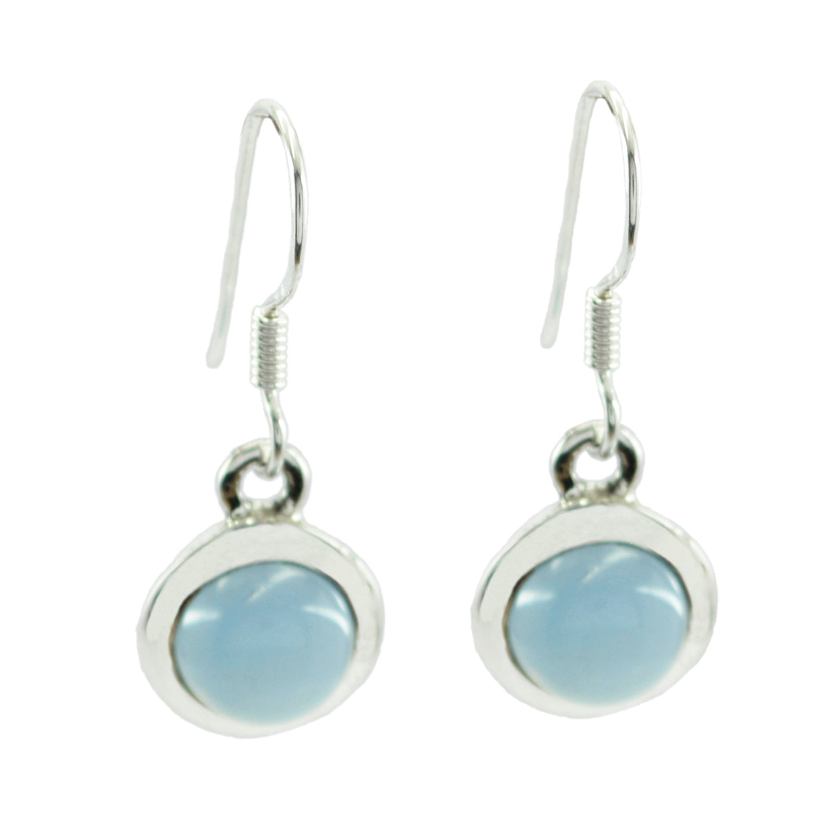Fernanda Blue Solitaire Dangle Earrings - Stylish and Chic Blue Chalcedony Blue Dangle