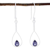 Camila Blue Solitaire Dangle Earrings for Stylish Looks Iolite Blue Dangle