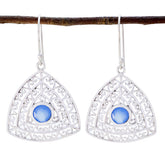 Lucia Blue Solitaire Dangle Earrings for Elegant Style Blue Chalcedony Blue Dangle