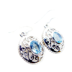 Zoey Blue Solitaire Dangle Earrings - Elegant Gemstone Design