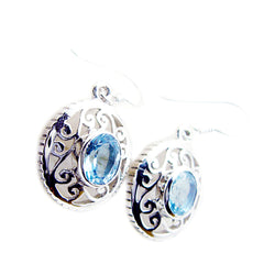 Zoey Blue Solitaire Dangle Earrings - Elegant Gemstone Design